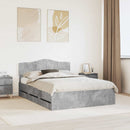 vidaXL Ágykeret fiókkal tárolóval Beton Szürke 140 x 200 cm Mérnöki Fa