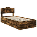 vidaXL Ágykeret fiókkal Füstölt tölgy 100 x 200 cm Mérnöki Fa