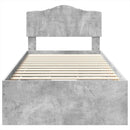 vidaXL Ágykeret fiókkal tárolóval Beton Szürke 90 x 200 cm Mérnöki Fa