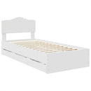 vidaXL Ágykeret fiókkal fejtámlával Fehér 90 x 190 cm Mérnöki Fa