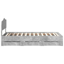 vidaXL Ágykeret fiókkal tárolóval Beton Szürke 90 x 190 cm Mérnöki Fa