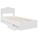 vidaXL Ágykeret fiókkal fejtámlával Fehér 75 x 190 cm Mérnöki Fa
