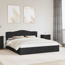 vidaXL Tárolós Ágy fejtámlával fiókkal Fekete 200 x 200 cm Faanyag