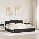 vidaXL Tárolós Ágy fejtámlával fiókkal Fekete 200 x 200 cm Faanyag