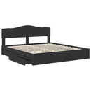 vidaXL Tárolós Ágy fejtámlával fiókkal Fekete 200 x 200 cm Faanyag