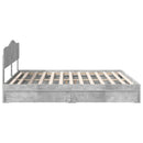 vidaXL Tárolós Ágy fejtámlával Beton Szürke 200 x 200 cm Faanyag