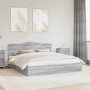 vidaXL Tárolós Ágy fejtámlával Szürke Sonoma 200 x 200 cm Faanyag