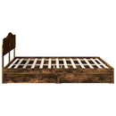 vidaXL Tárolós Ágy fejtámlával Füstölt tölgy 180 x 200 cm Faanyag