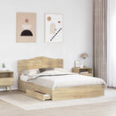 vidaXL Tárolós Ágy fejtámlával Sonoma tölgy 160 x 200 cm Faanyag