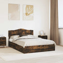 vidaXL Tárolós Ágy fejtámlával Füstölt tölgy 160 x 200 cm Faanyag