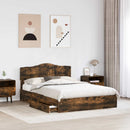 vidaXL Tárolós Ágy fejtámlával Füstölt tölgy 160 x 200 cm Faanyag