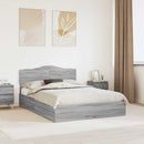 vidaXL Tárolós Ágy fejtámlával Szürke Sonoma 160 x 200 cm Faanyag