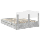 vidaXL Tárolós Ágy fejtámlával Beton Szürke 150 x 200 cm Faanyag