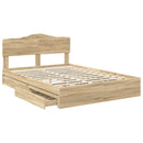 vidaXL Tárolós Ágy fejtámlával Sonoma tölgy 140 x 200 cm Faanyag