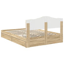 vidaXL Tárolós Ágy fejtámlával Sonoma tölgy 140 x 190 cm Faanyag