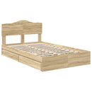vidaXL Tárolós Ágy fejtámlával Sonoma tölgy 135 x 190 cm Faanyag