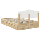 vidaXL Tárolós Ágy fejtámlával Sonoma tölgy 135 x 190 cm Faanyag