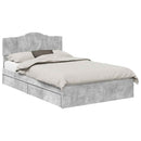 vidaXL Tárolós Ágy fejtámlával Beton Szürke 135 x 190 cm Faanyag