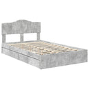 vidaXL Tárolós Ágy fejtámlával Beton Szürke 135 x 190 cm Faanyag