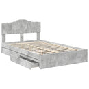 vidaXL Tárolós Ágy fejtámlával Beton Szürke 135 x 190 cm Faanyag