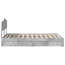 vidaXL Tárolós Ágy fejtámlával Beton Szürke 135 x 190 cm Faanyag