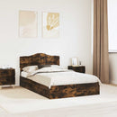 vidaXL Tárolós Ágy fejtámlával Füstölt tölgy 135 x 190 cm Faanyag
