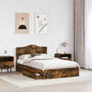 vidaXL Tárolós Ágy fejtámlával Füstölt tölgy 135 x 190 cm Faanyag