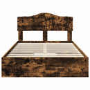 vidaXL Tárolós Ágy fejtámlával Füstölt tölgy 135 x 190 cm Faanyag