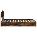 vidaXL Tárolós Ágy fejtámlával Füstölt tölgy 135 x 190 cm Faanyag