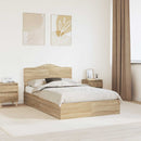 vidaXL Tárolós Ágy fejtámlával Sonoma tölgy 120 x 200 cm Faanyag