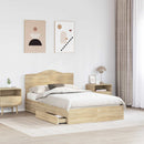 vidaXL Tárolós Ágy fejtámlával Sonoma tölgy 120 x 200 cm Faanyag