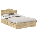 vidaXL Tárolós Ágy fejtámlával Sonoma tölgy 120 x 200 cm Faanyag