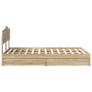 vidaXL Tárolós Ágy fejtámlával Sonoma tölgy 120 x 200 cm Faanyag