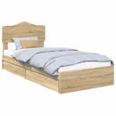 vidaXL Tárolós Ágy fejtámlával Sonoma tölgy 100 x 200 cm Faanyag