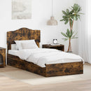 vidaXL Tárolós Ágy fejtámlával Füstölt tölgy 90 x 200 cm Faanyag
