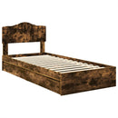 vidaXL Tárolós Ágy fejtámlával Füstölt tölgy 90 x 200 cm Faanyag