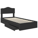 vidaXL Tárolós Ágy fejtámlával fiókkal Fekete 90 x 190 cm Faanyag