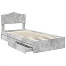 vidaXL Tárolós Ágy fejtámlával Beton Szürke 90 x 190 cm Faanyag