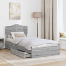 vidaXL Tárolós Ágy fejtámlával Szürke Sonoma 90 x 190 cm Faanyag