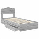 vidaXL Tárolós Ágy fejtámlával Szürke Sonoma 90 x 190 cm Faanyag