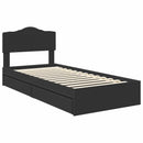vidaXL Tárolós Ágy fejtámlával fiókkal Fekete 70 x 190 cm Faanyag