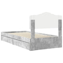 vidaXL Tárolós Ágy fejtámlával Beton Szürke 70 x 190 cm Faanyag
