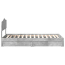 vidaXL Tárolós Ágy fejtámlával Beton Szürke 70 x 190 cm Faanyag