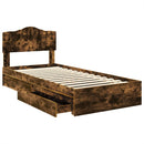 vidaXL Tárolós Ágy fejtámlával Füstölt tölgy 70 x 190 cm Faanyag