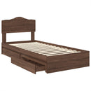 vidaXL Tárolós Ágy fejtámlával fiókkal Barna Tölgy 70 x 190 cm Faanyag