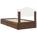 vidaXL Tárolós Ágy fejtámlával fiókkal Barna Tölgy 70 x 190 cm Faanyag