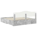 vidaXL Ágykeret fejtámlával fiókkal Beton Szürke 200 x 200 cm Faanyag