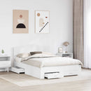 vidaXL Ágykeret fejtámlával fiókkal Fehér 140 x 190 cm Faanyag