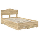 vidaXL Ágykeret fejtámlával fiókkal Sonoma tölgy 135 x 190 cm Faanyag