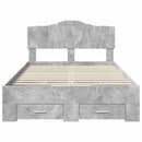 vidaXL Ágykeret fejtámlával fiókkal Beton Szürke 135 x 190 cm Faanyag
